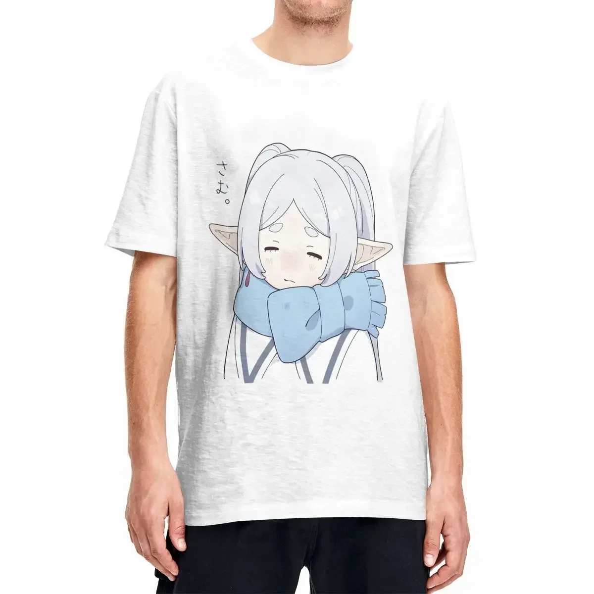 Camisetas casuais Frieren Serie Anime masculinas e femininas de manga curta com gola redonda e verão