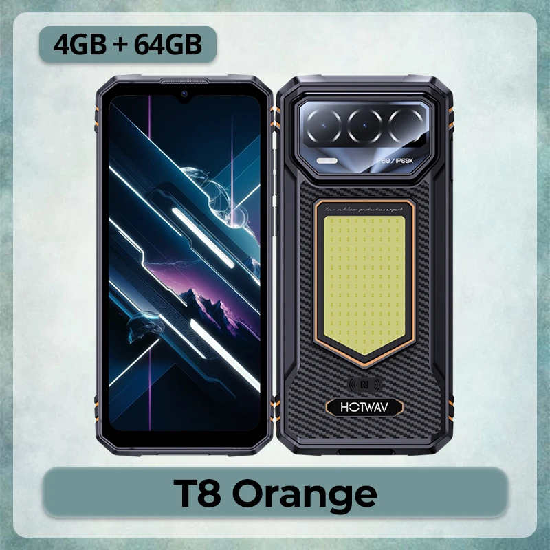 HOTWAV T8 IP68 & IP69K 6,75'' 120Hz Smartphone 20MP Achtercamera Super Campinglamp NFC Cyber Island Octa-core Mobiele Telefoon 6200mAh Batterij 20W Snelladen 4GB RAM 64GB ROM 1080P Android 16 Mobiel