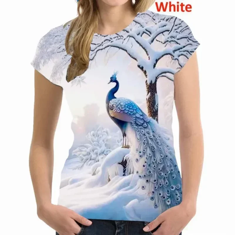 Fashion Personalized Women Clothing New Peacock 3D Print T-shirt Casual Oversized T Shirt Harajuku Street Unisex Tops Tees