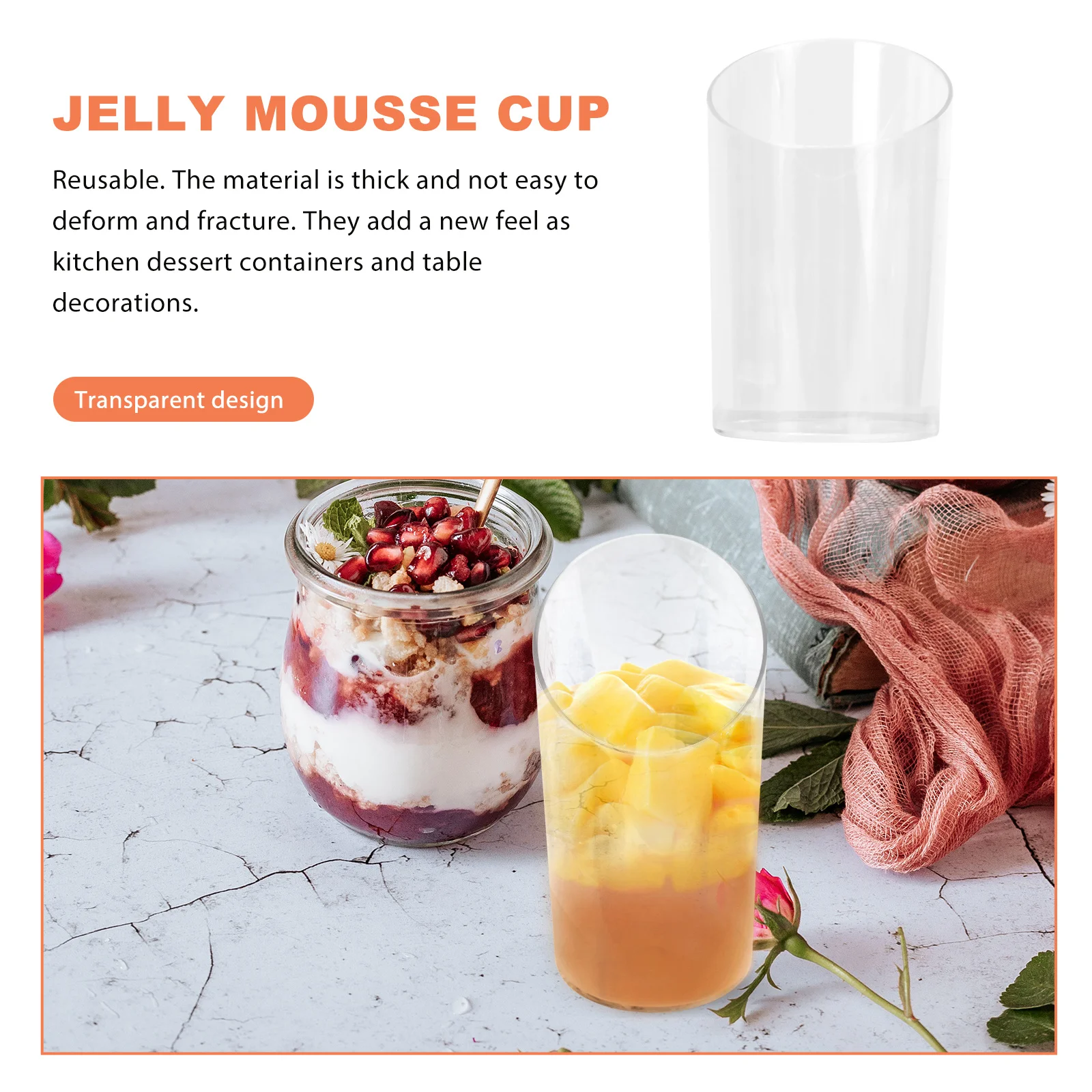

20 Pcs Jelly Mousse Cup Mini Dessert Cups Cake Holders Small Clear Pudding Storage