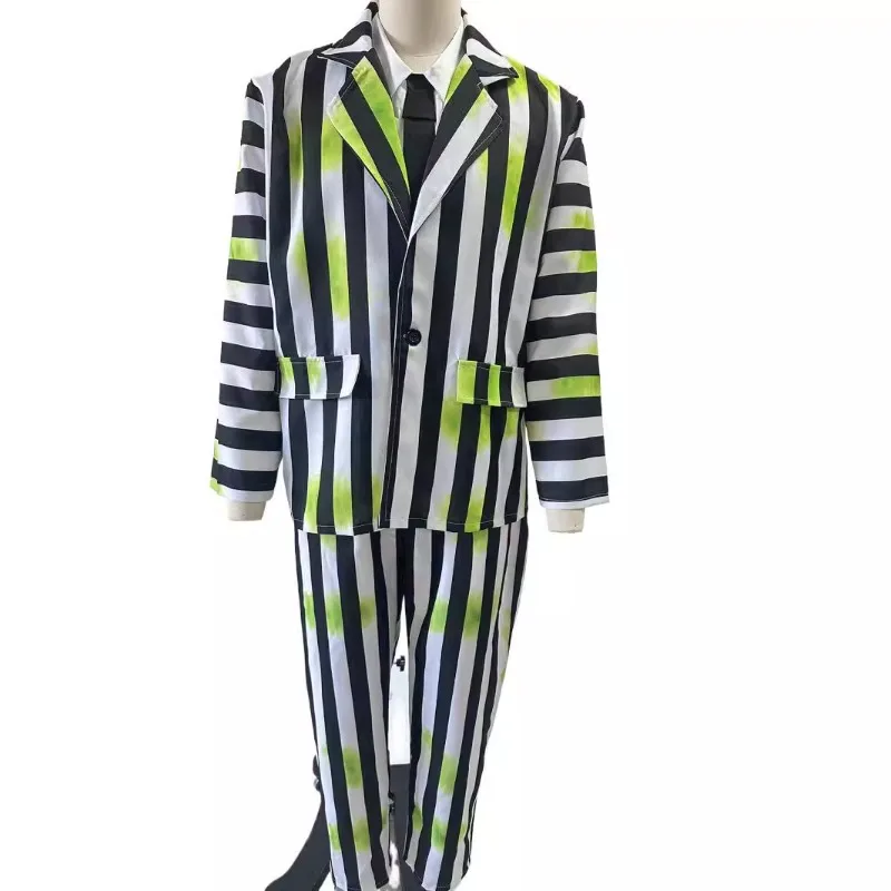 COS Clothing Clothes Underworld Magus Cosplay Movie Beetle Juice Good To Sell Clothes Cos Striped Suit Мускульный Костюм