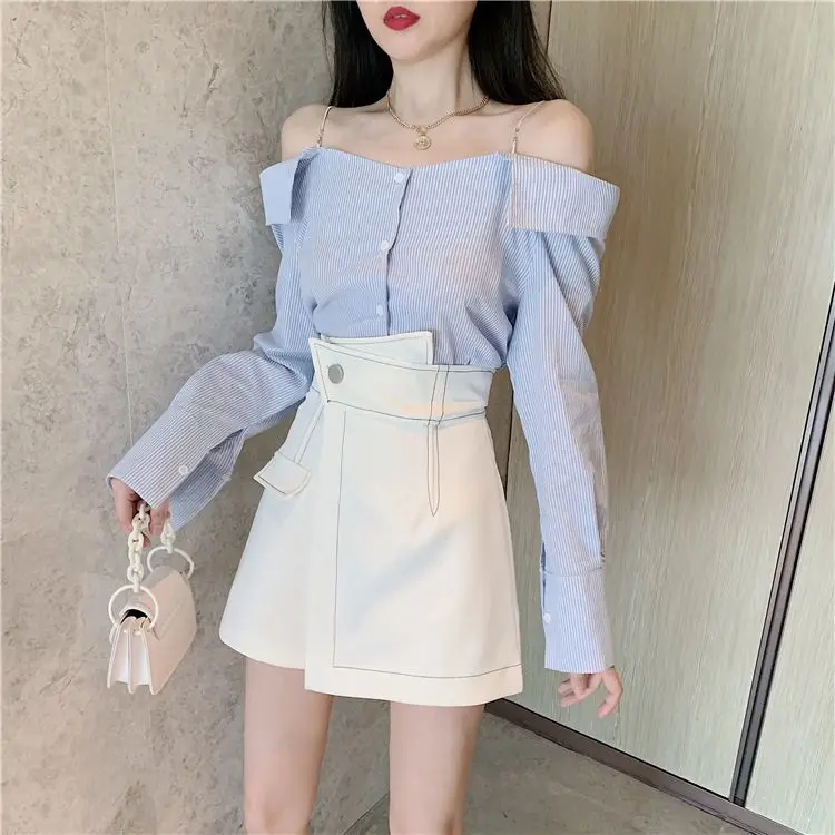 Pantaloni gonna corta irregolare 2025 Summer Women's Design Sense Vita alta Pantaloncini a gamba larga