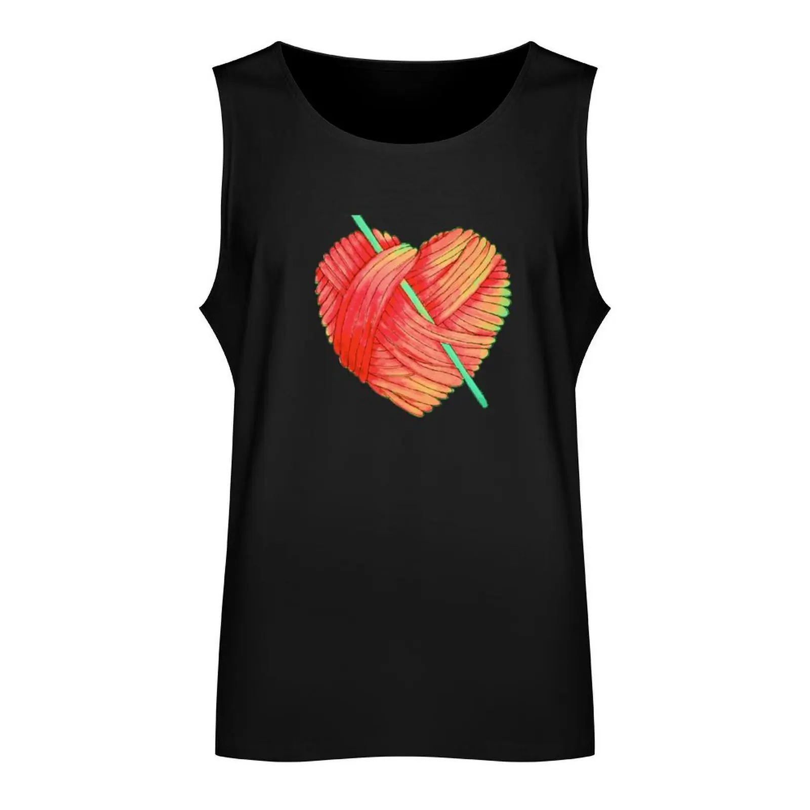 Cute Heart Ball of Yarn and Crochet Hook Tank Top Men gym sportswear Men's fitness t-shirt sports suits gym shirt man