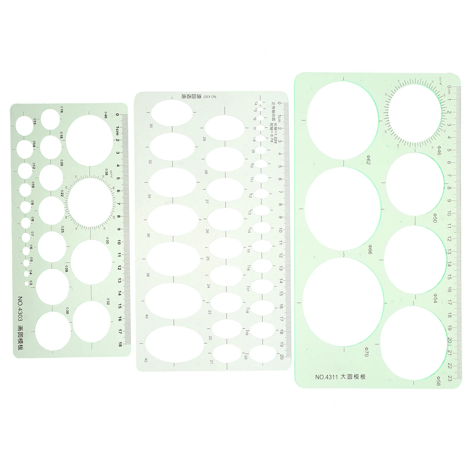 3Pcs Drawing Stencils Ruler Set Geometric Templates for School Stationery Measuring Tool Lightweight Safe PP Material Drawing