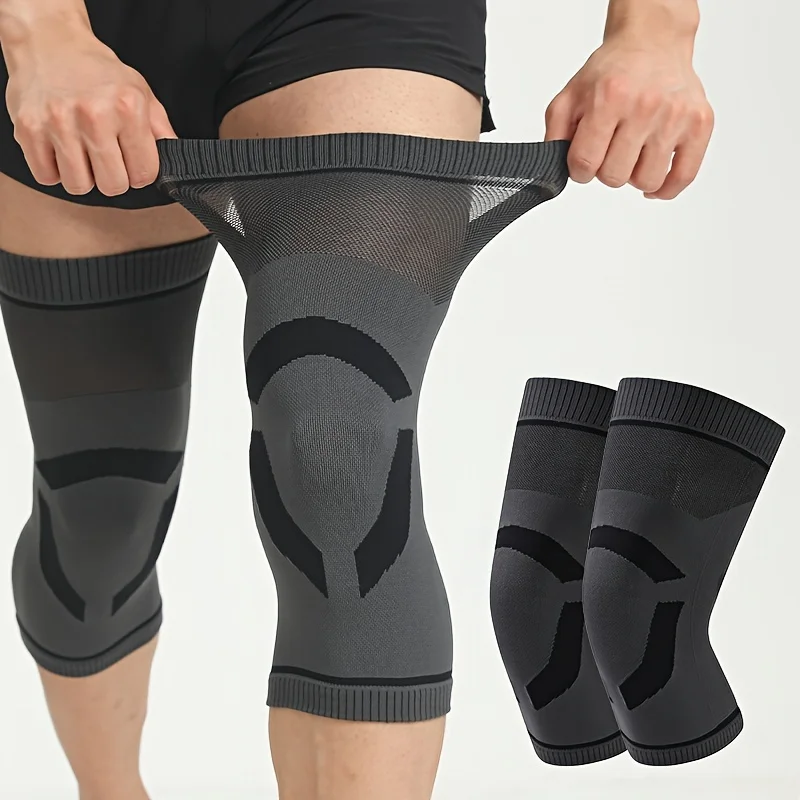 2 Pack Compression Knee Braces for Arthritis, Running & Sports - Breathable Non-Slip Polyester Fiber Knee Support with Pull-On C