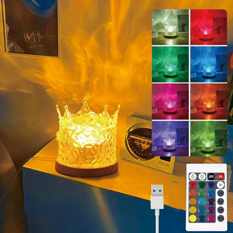 

Small Night Light Rotating Water Ripple Creative Flame Atmosphere of the Head with Bed Lamp Romantic Gift Sky Projection Lamp