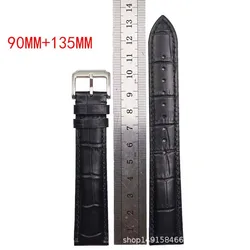 Extended Genuine Leather watchband for any watches strap black brown 20mm 21mm 22mm XL size 135+90mm cow leather wrist band