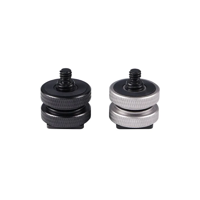 Double Layer Cold Shoe Mounting Seat Flash Filling Light Seat 1/4 Magic Hand Screw, Aluminum Alloy Hot Shoe Seat