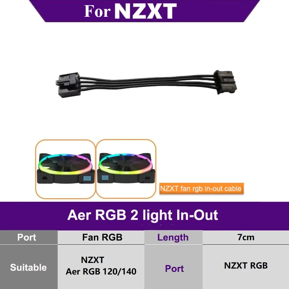 For NZXT Aer RGB 2 Light In Out Serial Cables Input Cable Connection Case Fan Adapter Cable