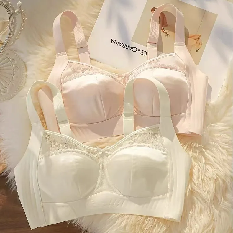 

Non-trace plus size underwear women's big breasts look small summer ultra thin full cup retraction breast anti-sag bra cover