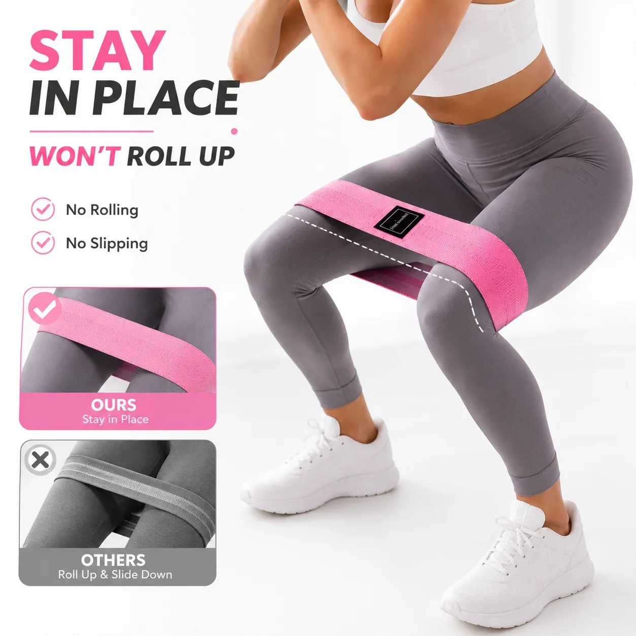 1-3pcs Squat Yoga Resistance Band Cotton Hip Circle Hip Circle Deep Squatting Hip Circle Elastic Band Rally Band