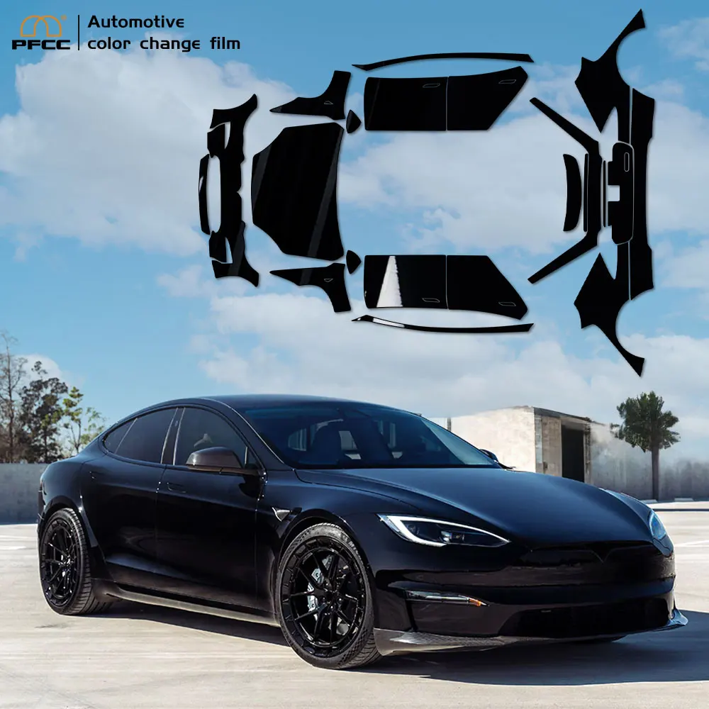 PFCC For Tesla Model S 2021-23 PVC Car Color Changing Film Decal Anti-Scratch Vinyl Film Auto Body Color Change Car Accessories