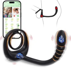 App รีโมทคอนโทรล Cock Vibrator ชาย Prostate Massager DELAY Ejaculation แหวนอวัยวะเพศชาย Anal BUTT Plug เพศของเล่นสําหรับผู้ชายผู้ใหญ่ 18