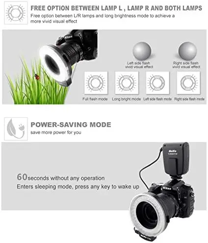 Meike MK-FC100 LED Macro Ring Flash Light Manual de trabalho universal para Canon Nikon Olympus