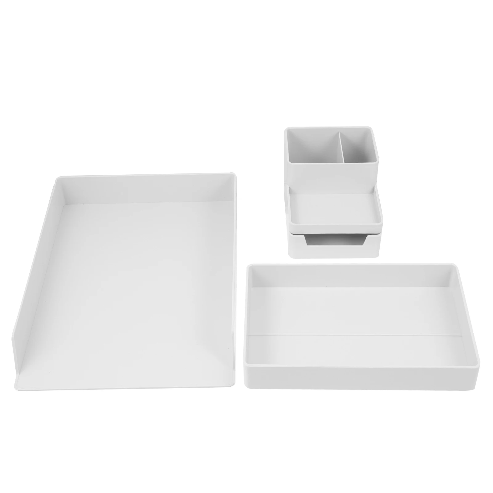 

Multi-functional File Storage Boxes A4 Document Organizer White Grey Pen Holder Desktop Containers Office Student Supplies