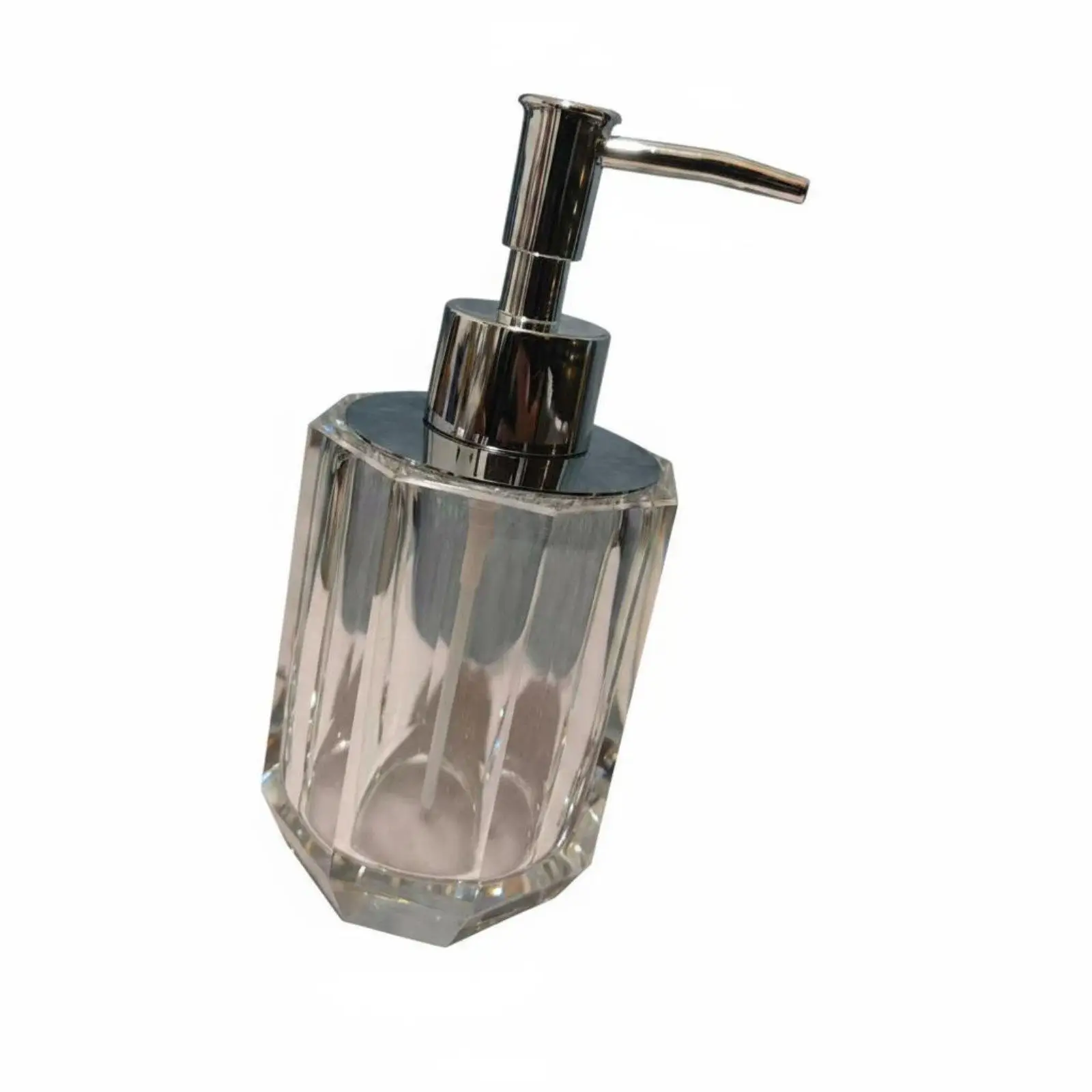 Refillable Crystal Soap Dispenser with Storage Tray for Bathroom Accessories and Modern Hotel Vanity Decor Piece