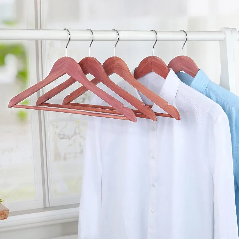 American Red Cedar Wooden Hangers, Clothes Hangers for Closet,  360°Flexible Hook, Non-Slip Pants Bar