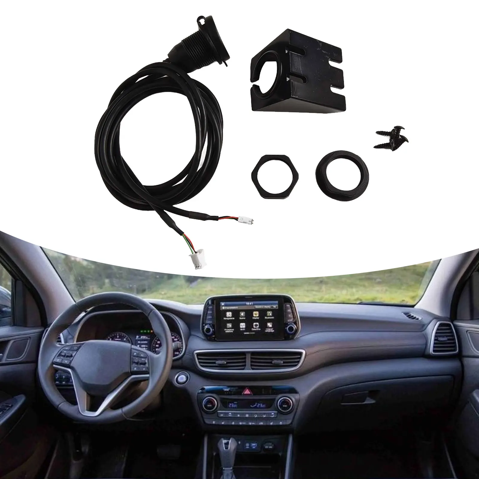 Car Dual USB Socket Base Mount Dual USB Port Panel Interface Extension 145cm Cable Adapter Universality Fitment