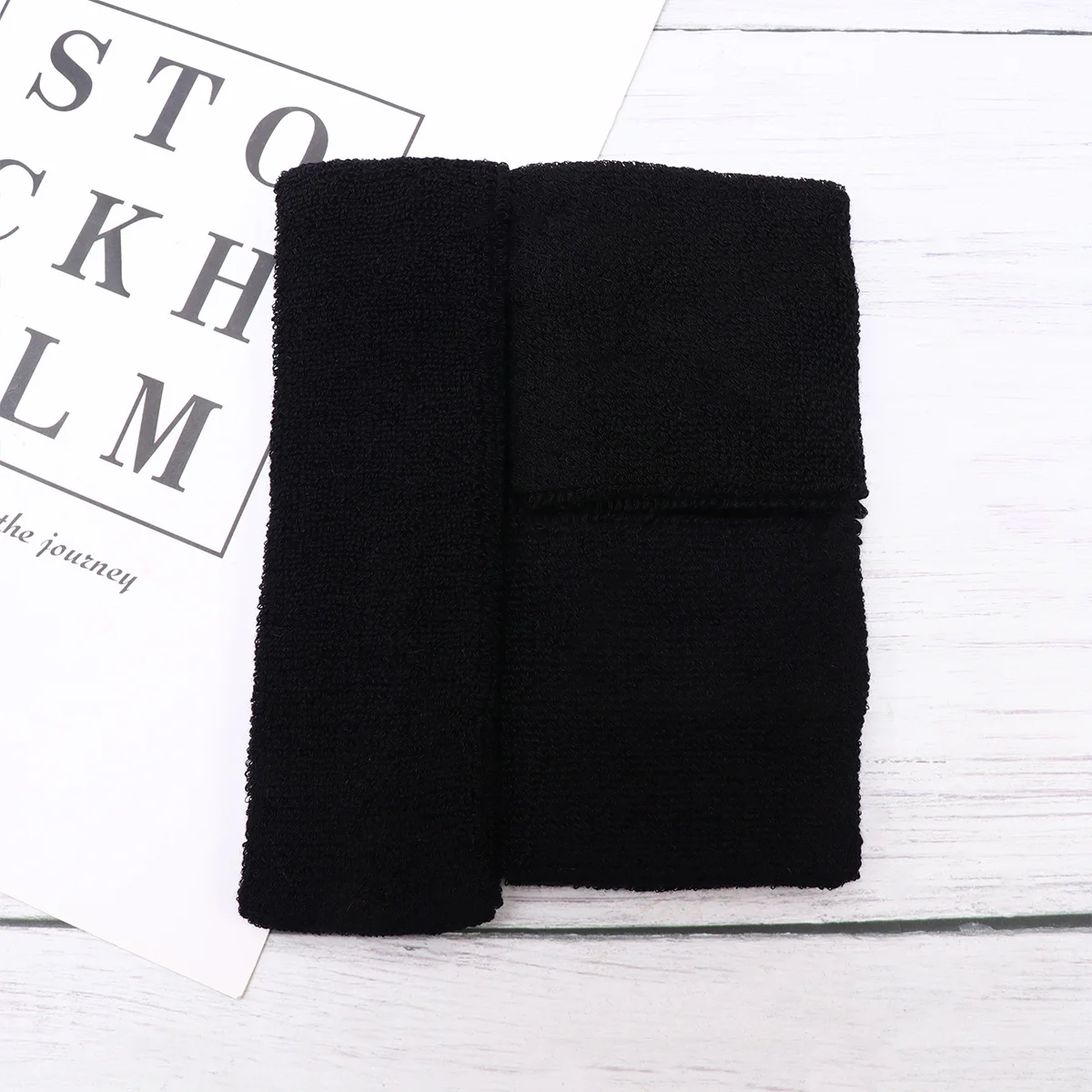 

1Set Black Cotton Wristbands Headband Sport Sweat Absorption Protection for Women Men Basketball Football Yoga