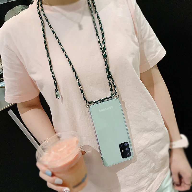 Crossbody Necklace Cord Lanyards With Rope Cover For OPPO Find X5 Lite X5 Pro X3 X2 Neo Shockproof Protective Soft Funda