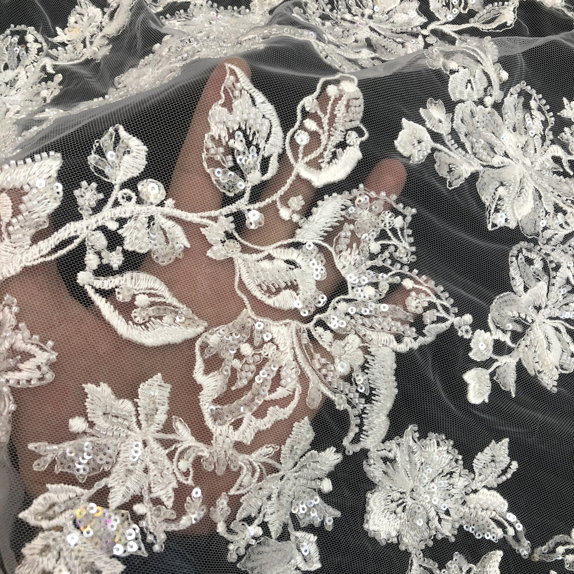 Wedding Dress Lace Fabric, Rayon With Sequins And Beads High-Grade Embroidery, Women\'s Clothing Accessories