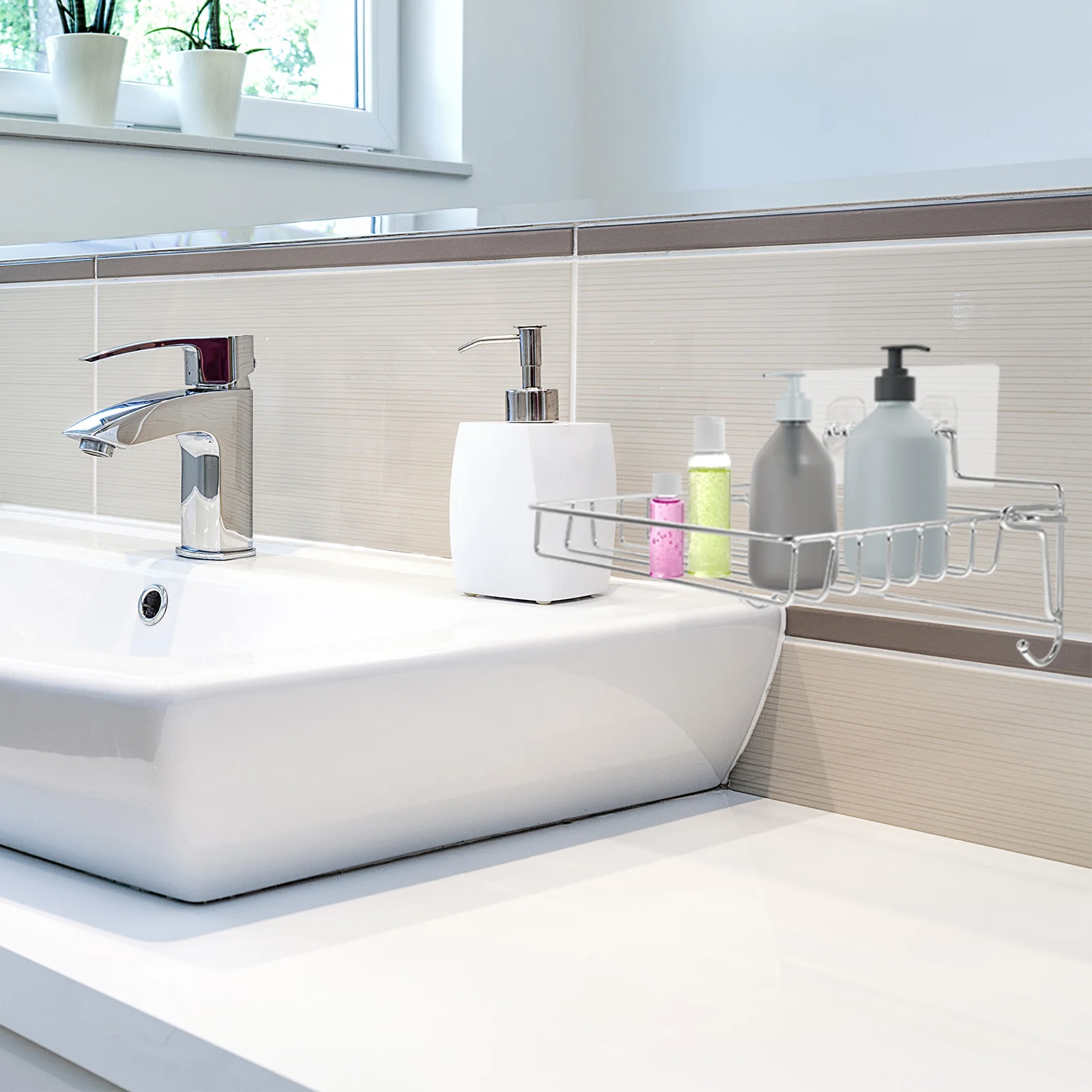 

Folding Stainless Steel Mounted Storage Rack Hollow Bottom Bathroom Shelf ganizer No Drill Foldable Metal for Shower