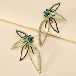 Wing Full Shiny Rhinestone Unusual Original Decor Bridesmaids Wedding Party Jewelry Trend Luxury Big Stud Earrings For Women