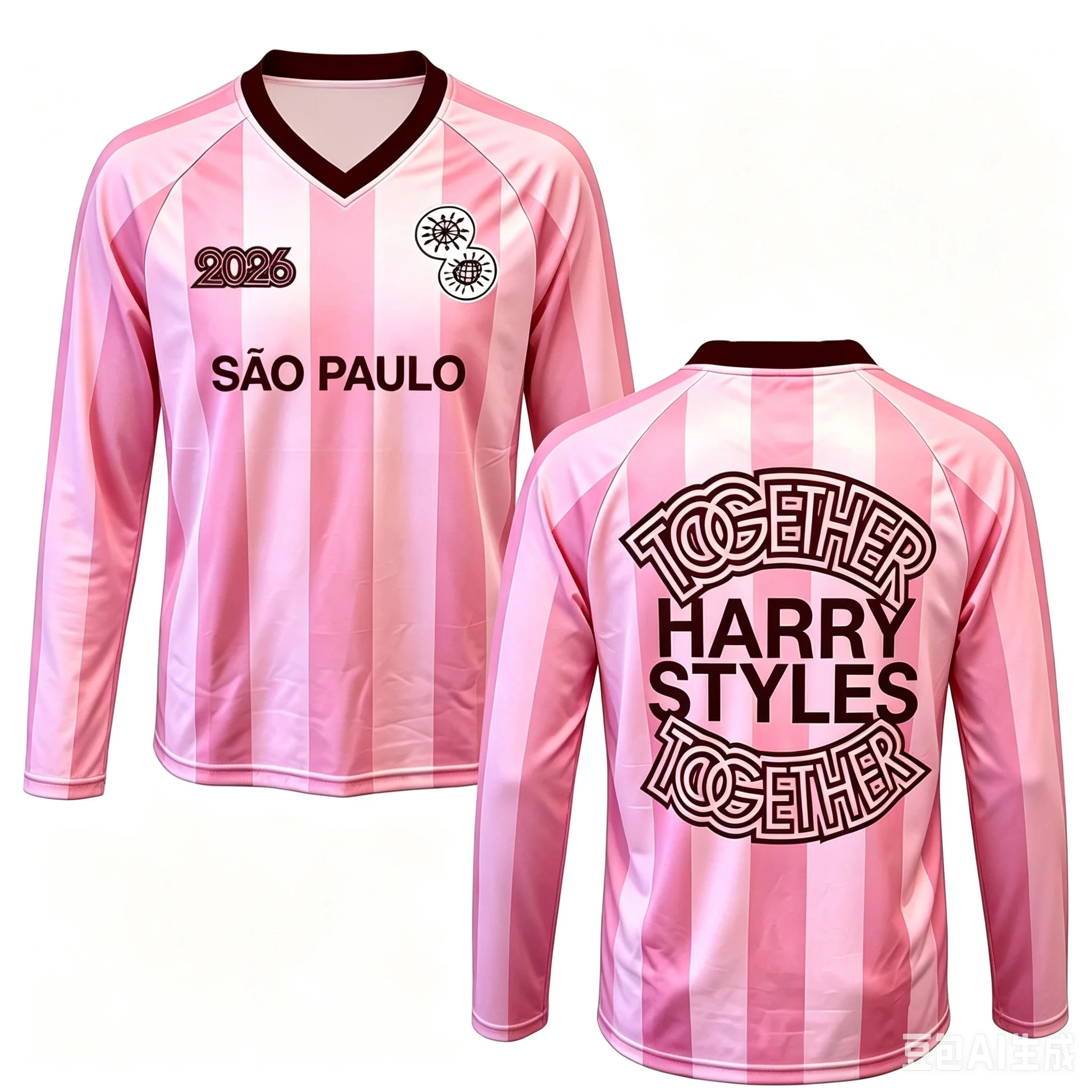 Harry Styles Together Tour Pink T-shirt 2026 Soccer Jersey V-neck Breathable Mesh Sports Long Sleeve Tops Unisex FamilyMatching