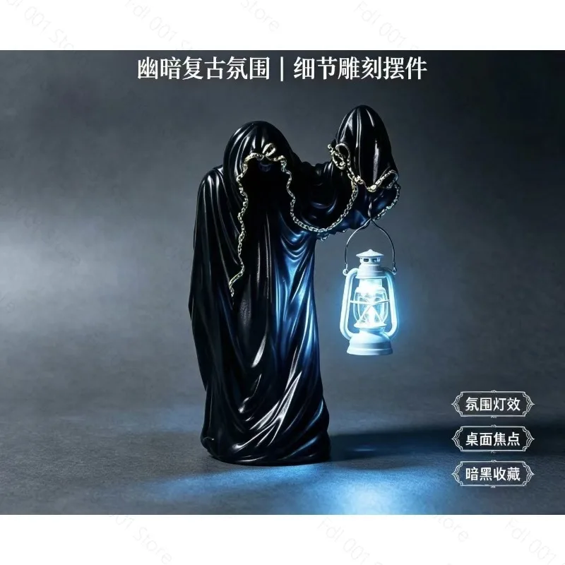 Face Ghost Bell Resin Ornament Halloween Dark Atmosphere Desktop Home Decoration Statue