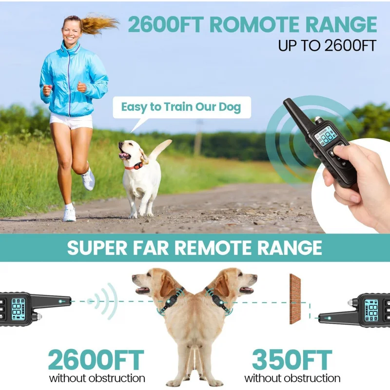 

Remote Control Dog Training Collar 260ft Range Beep Vibration Waterproof for Small Medium Large Dogs with Anti-Lost Light