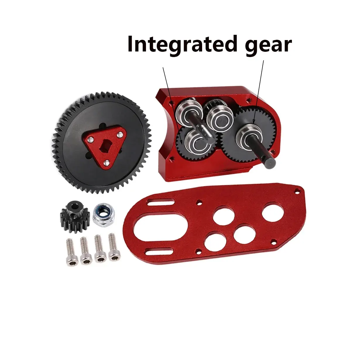 Caja de cambios Overdrive de transmisión 2Low de aluminio con Delrin Skid Spur Gear para 1/10 RC Crawler LCG Cheater Rigs Capra SCX10 II DIY