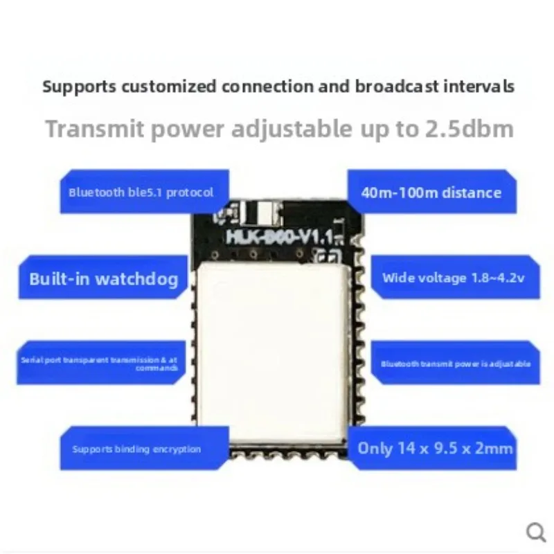 B60 Low Energy Bluetooth Module BLE51 DA14531 Small Size Long Distance Wireless Serial Port Transparent Transmission IoT