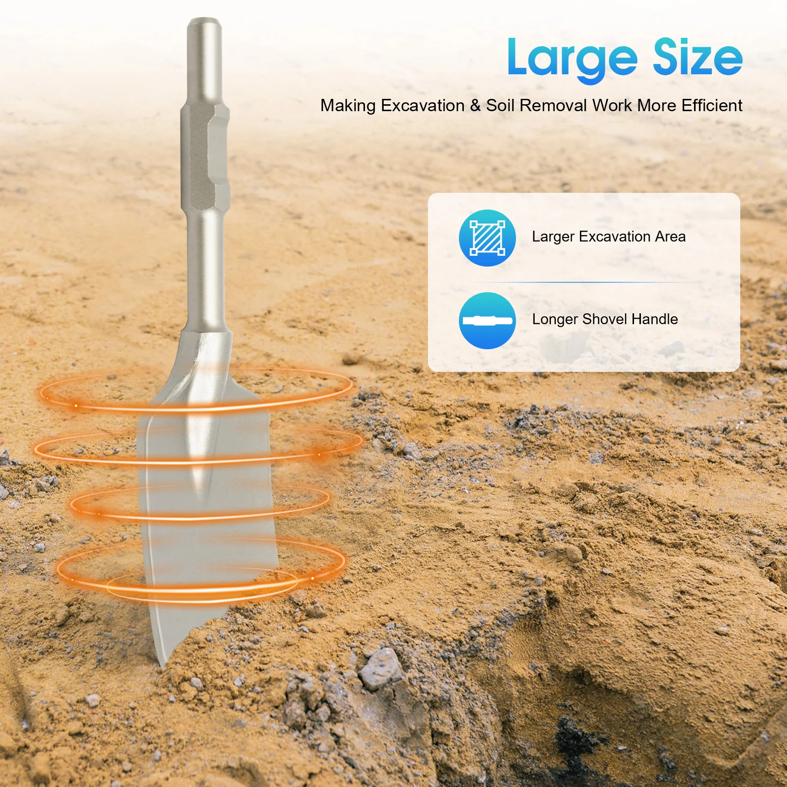 Electric Hammer Breaker Clay Spade Shovel Chisel Cutter Chisel Extra Wide Pointed Manual Concrete Stone Shovel W/ Box