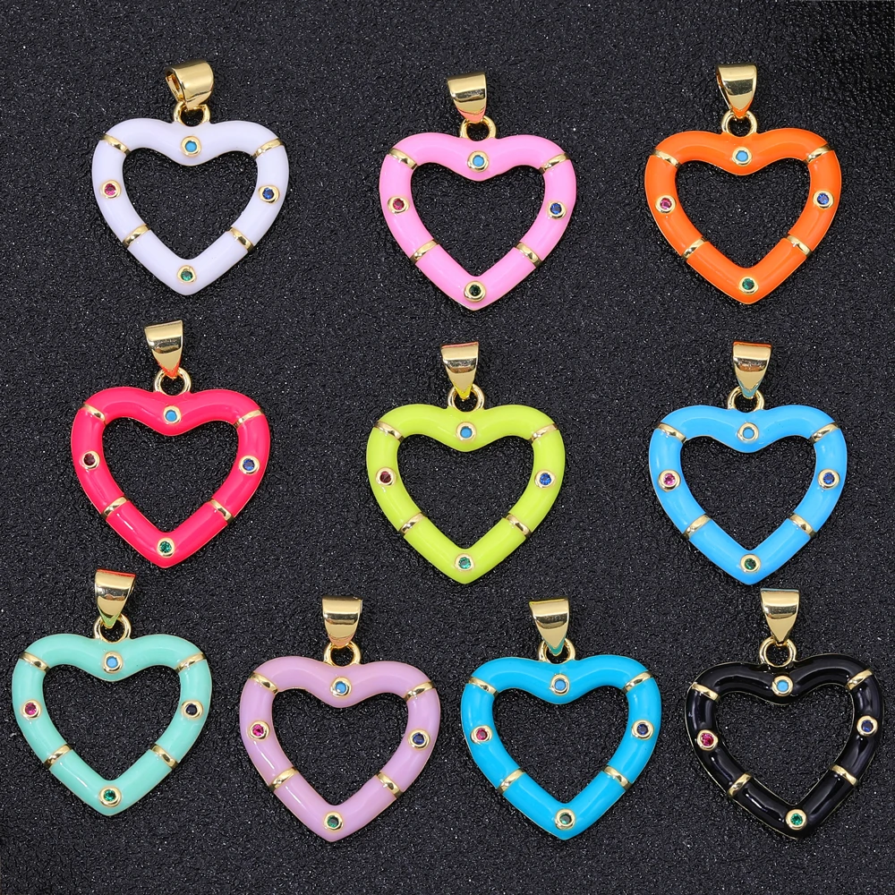 Juya handgemachte 18K echtes Gold vergoldet dekorative Liebe Herz Emaille Charms für DIY Frauen Mode Anhänger Schmuck machen