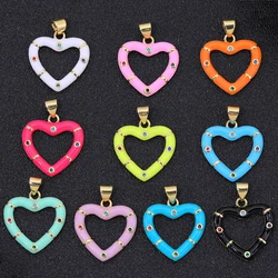 Juya Handmade 18K Real Gold Plated Decorative Love Heart Enamel Charms For DIY Women Fashion Pendant Jewelry Making