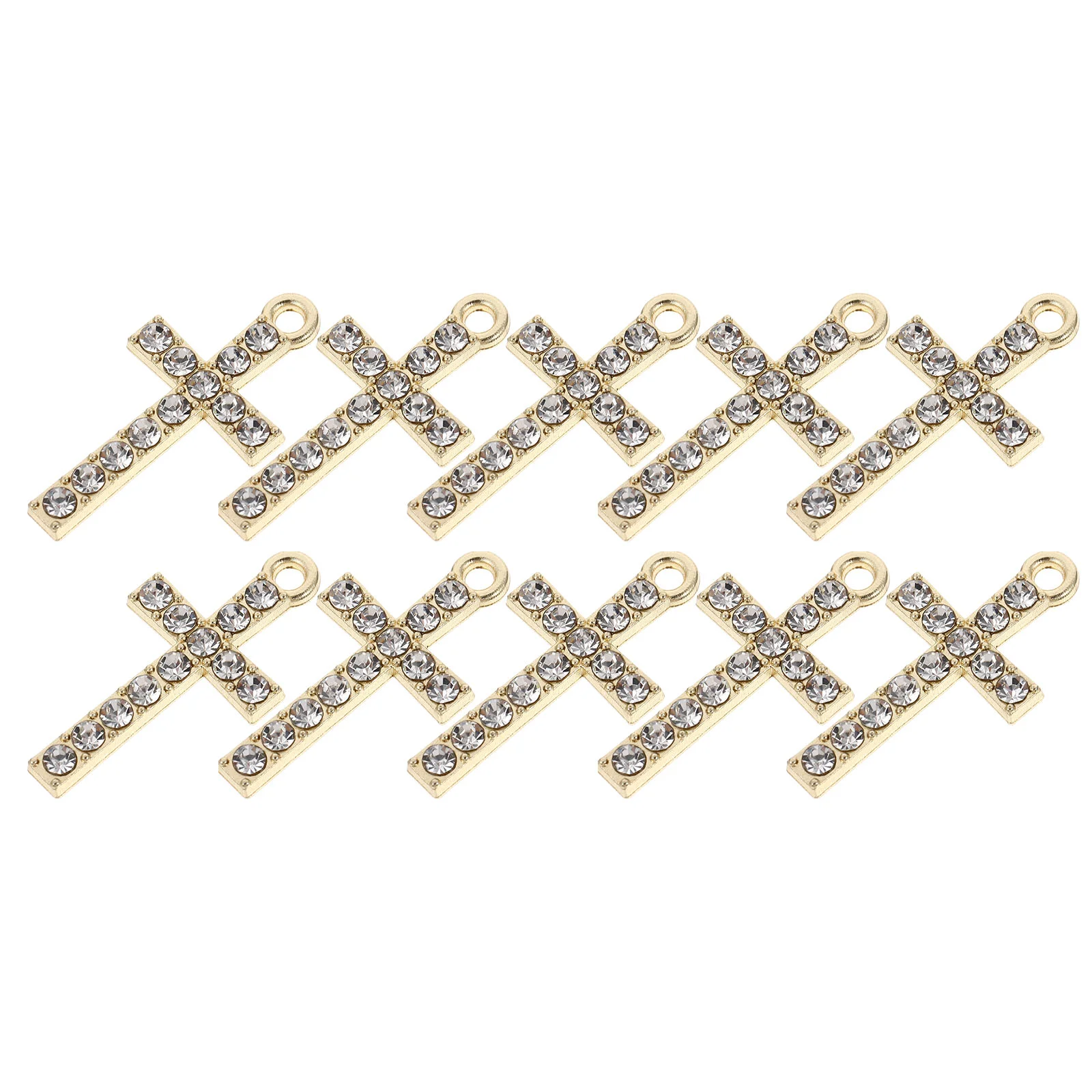 

10 Pcs Jesus Necklace Crucifix Cross Charms Pendant Necklaces DIY Accessories Golden Glass