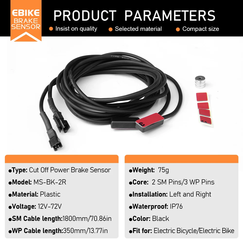 

Electric Bike Brake Sensor Cut Off MS-BK-2R Ebike Hydraulic Mechanical Brake Sensor Waterproof Connector Cable E-Bike Parts