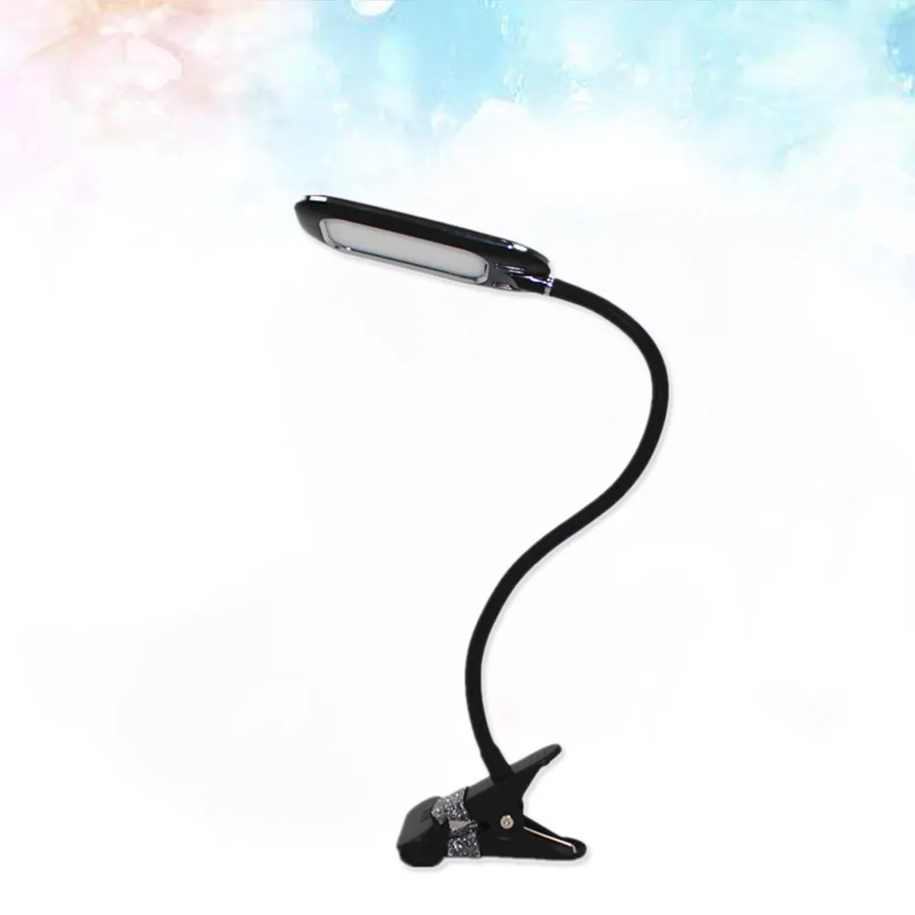 

USB-лампа с клипсой, 3 уровня яркости, светодиодная лампа для чтения, гибкая гибкая подставка для кровати, книжной полки, кемпинга, путешествий, портативная, черная