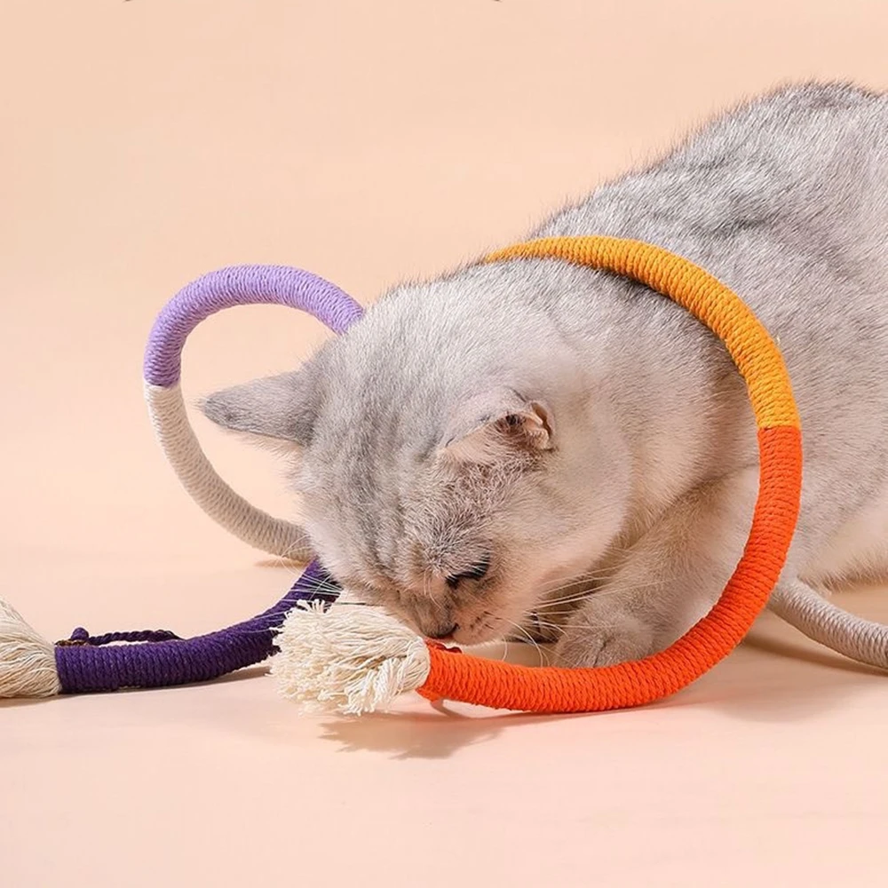 Natürlicher Sisal-Seil-Katzenspielring, handgefertigter Wellenkratzer für Hauskatzen, zum Kauen, Spielen und zur Langeweilebekämpfung – Detail 3