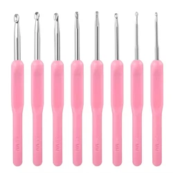 8Pcs/set Crochet Hooks Knitting Needles Made of Aluminium Ergonomic Crochet Hooks with Plastic Handle for DIY Beginners