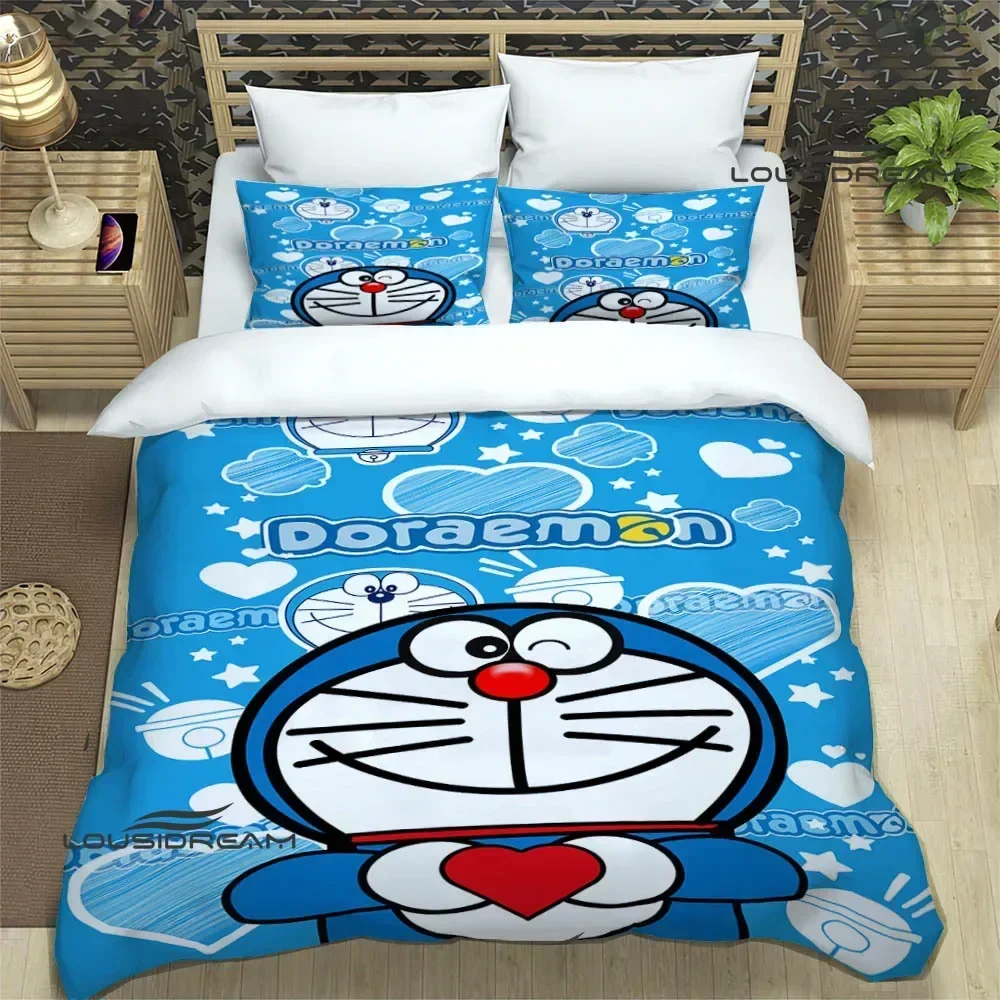 Cute D-Doraemons Cartoon Bedding Sets exquisite bed supplies set duvet cover bed comforter set bedding set luxury birthday gift