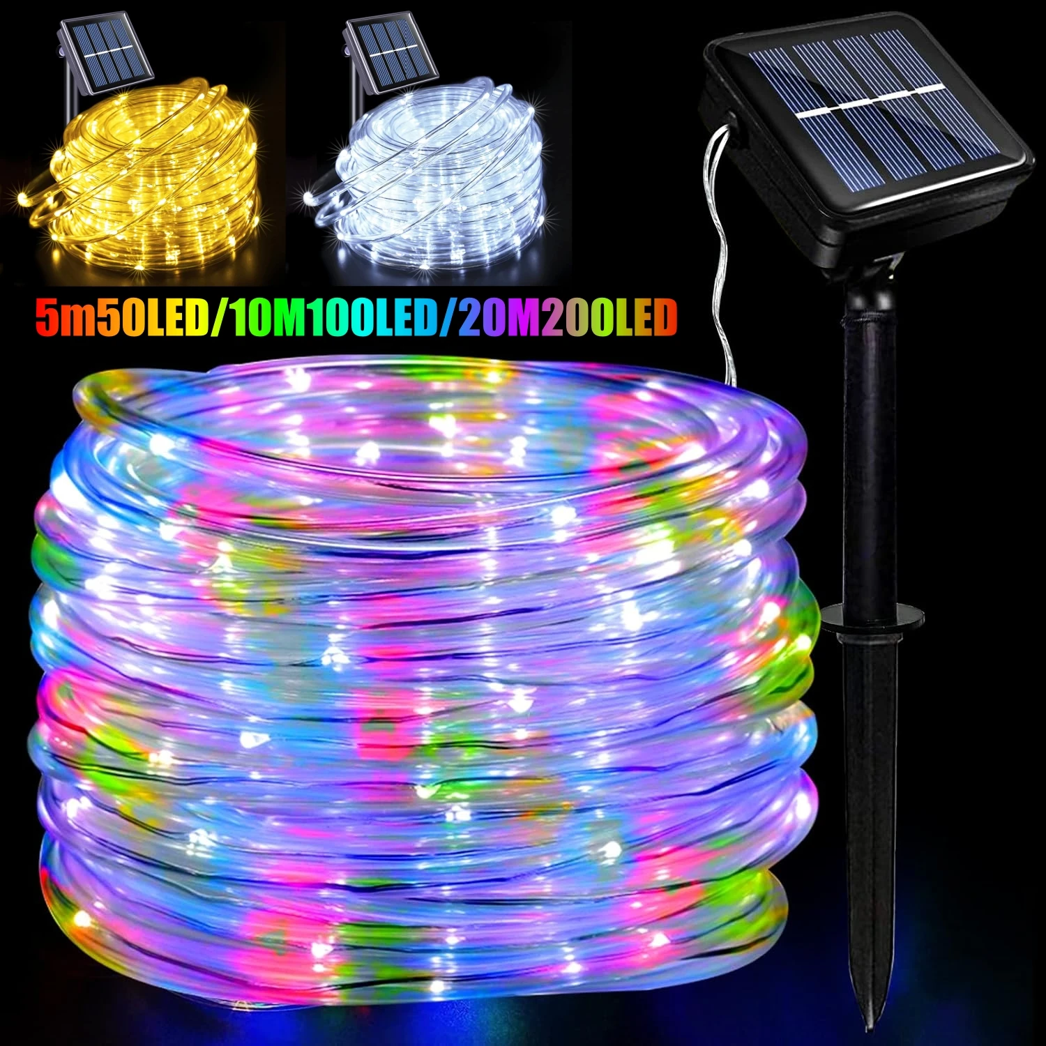

Solar PVC Tube Rope Led Fairy Light Outdoor Garden Christmas Decoration Xmas Tree Wedding LED Garland WaterProof String Lights