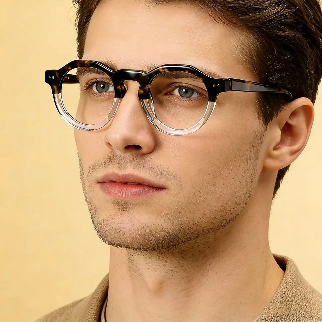 

Acetate Eyeglasses Frame Men Clear Lenses Women Hand Made Oval Glasses Prescription Myopia Reading Eyewear