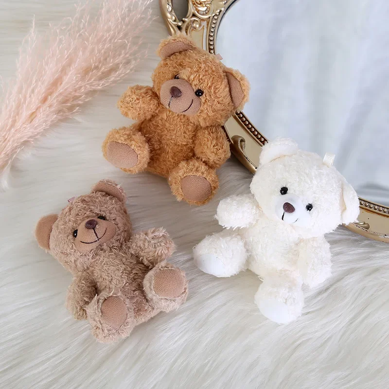 Kawaii 13CM Cartoon Bear Plush Doll Keychain Pendant Cute Stuffed Bear Keyring Doll Bag Pendant Accessories For Boys Girls Gift