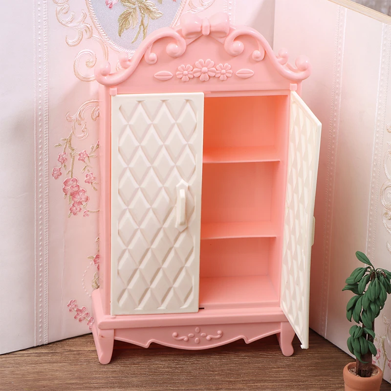 1:12 Dollhouse Miniature Pink Storage Cabinet Wardrobe Locker Furniture Model Decor Toy Doll House Accessories