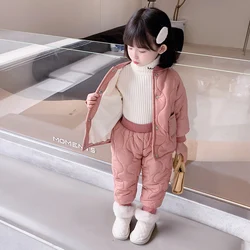 12 Styles Kids Girls Winter Sets 2pcs Long Sleeved Thick Warm Cotton Coat+Pant 2022 New Autumn Padded Children Outfit Suits