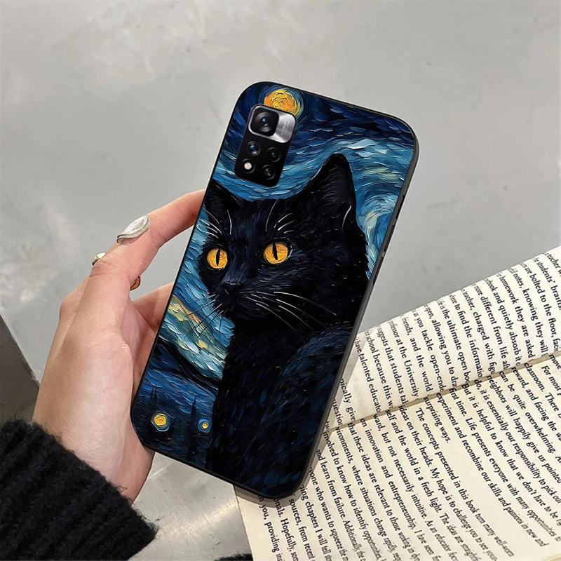 Retro Oil Painting Van-gogh Cat Phone Case For Xiaomi Redmi Note 13 12 Pro 11s 11 10 Pro 10s 12s Redmi 10 9c 13c