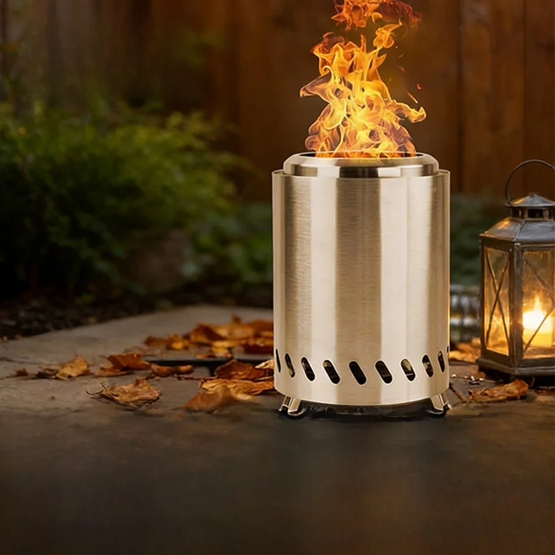 

Портативная уличная походная печь для барбекю, газификационная печь на древесном угле, легкая печь для пикника, корпус из нержавеющей стали