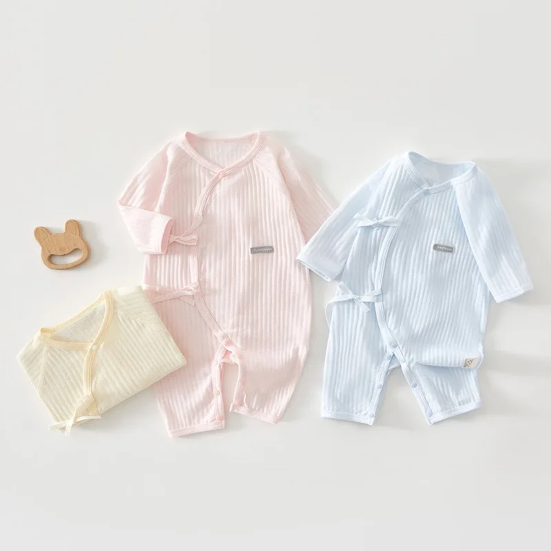 

Новый летний тонкий комбинезон для новорожденных: бесшовный, с защитой животика, на завязках, с бабочками, для ползания