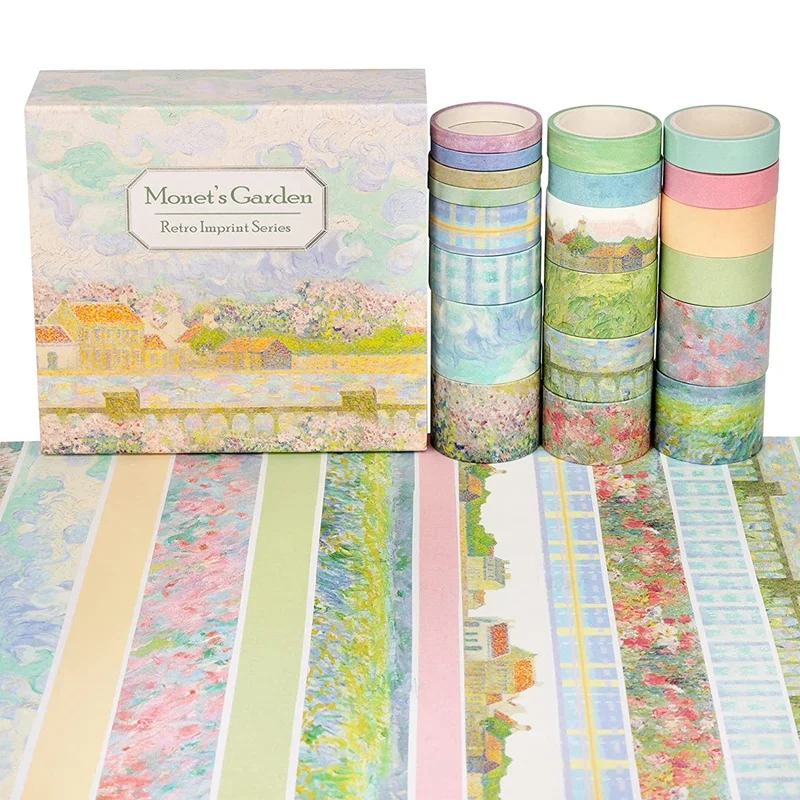 20Pcs Retro Washi Tape Set Masking Tape Stationery Journal Supplies Grid Scrapbooking Decorative Adhesive Tape